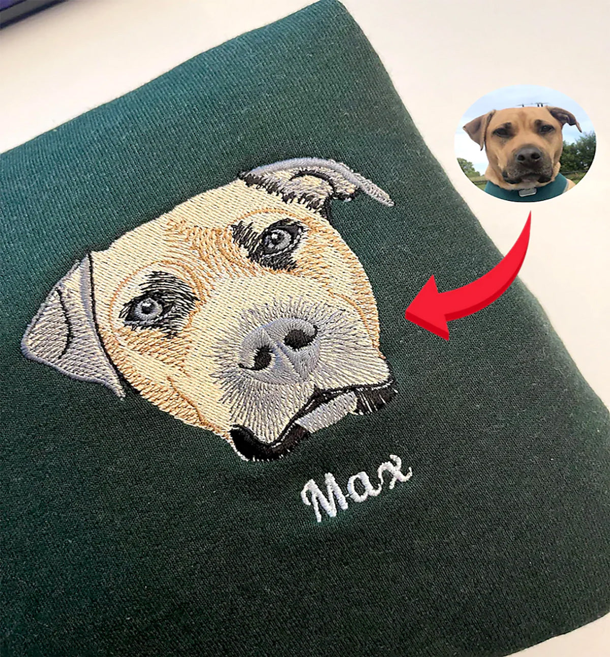 Custom Embroidered Pet Portrait From Your Photo